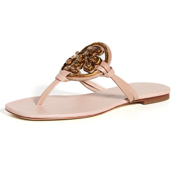 ❤️ NIB Tory Burch Jeweled Miller Leather Sandal PINK US 6 7 7.5 8 8.5 9 9.5 AUTH